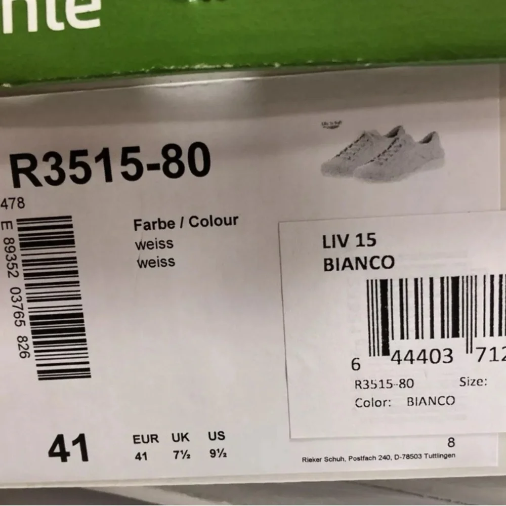 Rieker R3515 Liv 15 Womens Sneaker White Size 9.5 M EUR41
